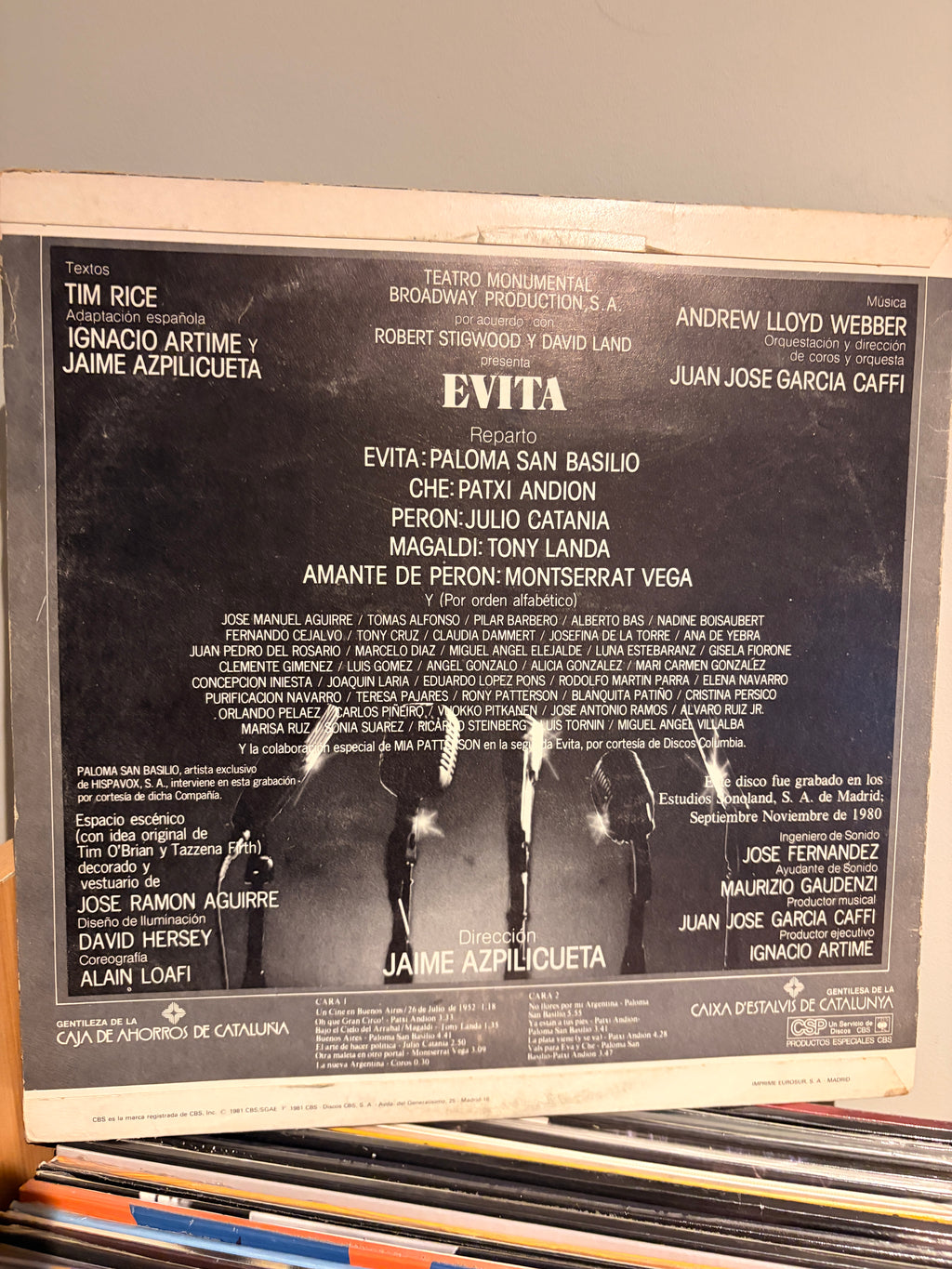 EVITA Paloma San Basilio / Patxi Andion / Julio Catania / Tony Landa