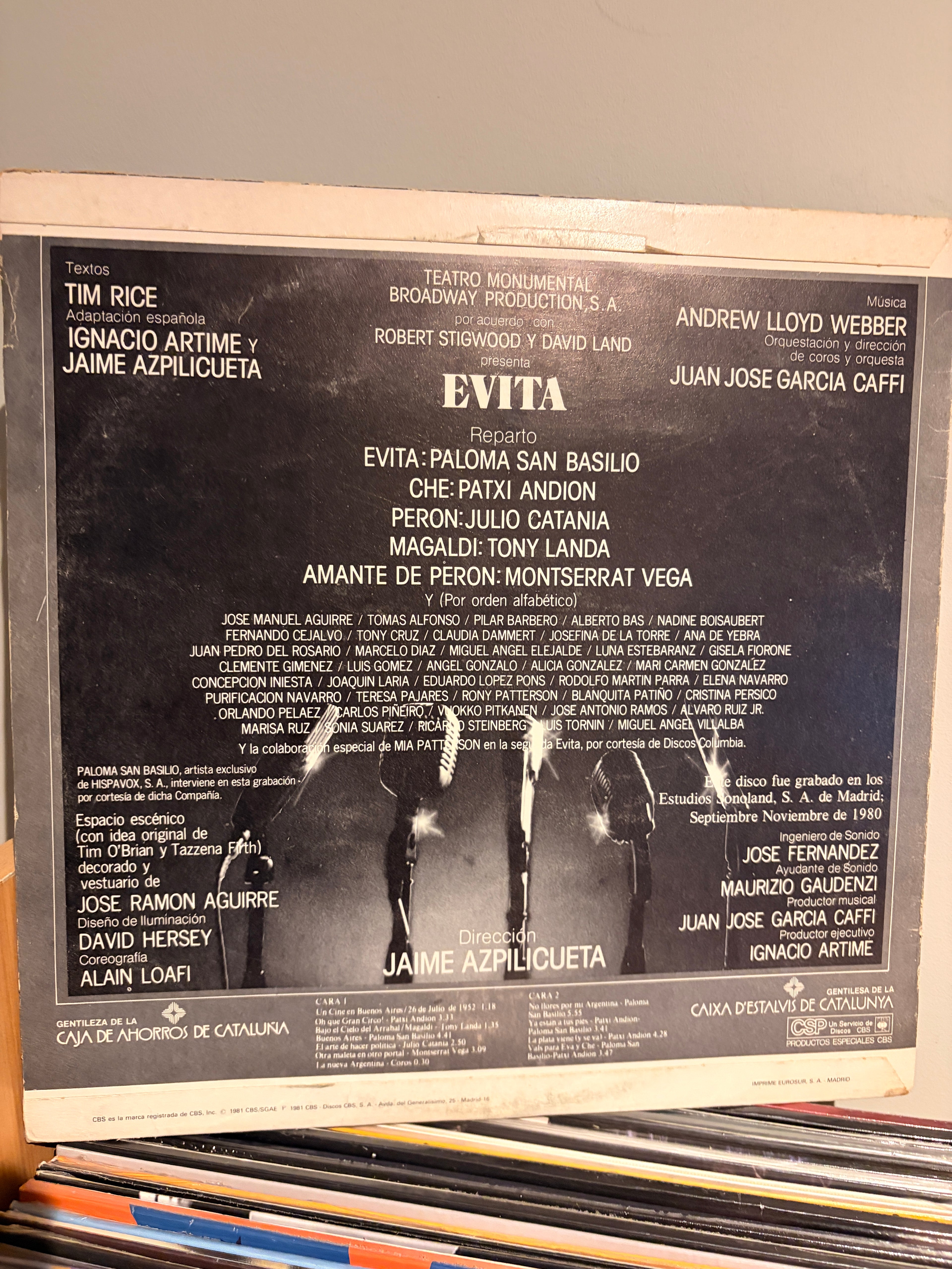 EVITA Paloma San Basilio / Patxi Andion / Julio Catania / Tony Landa