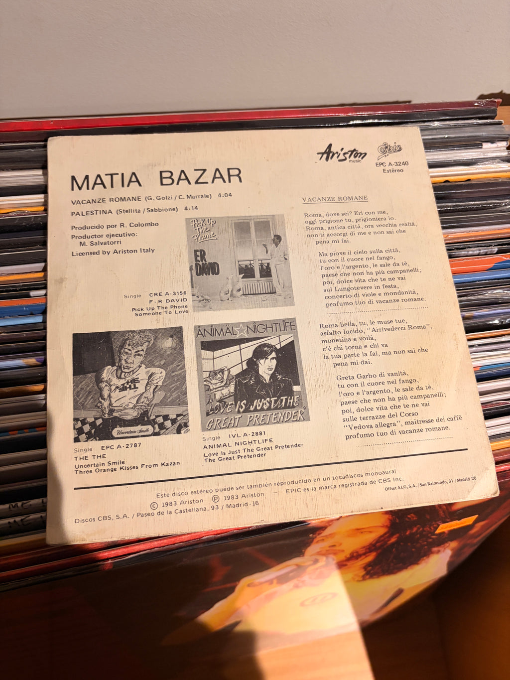 MATIA BAZAR Vecanze Romane