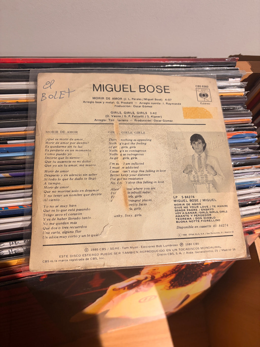 MIGUEL BOSE Morir de amor / Girls girls girls