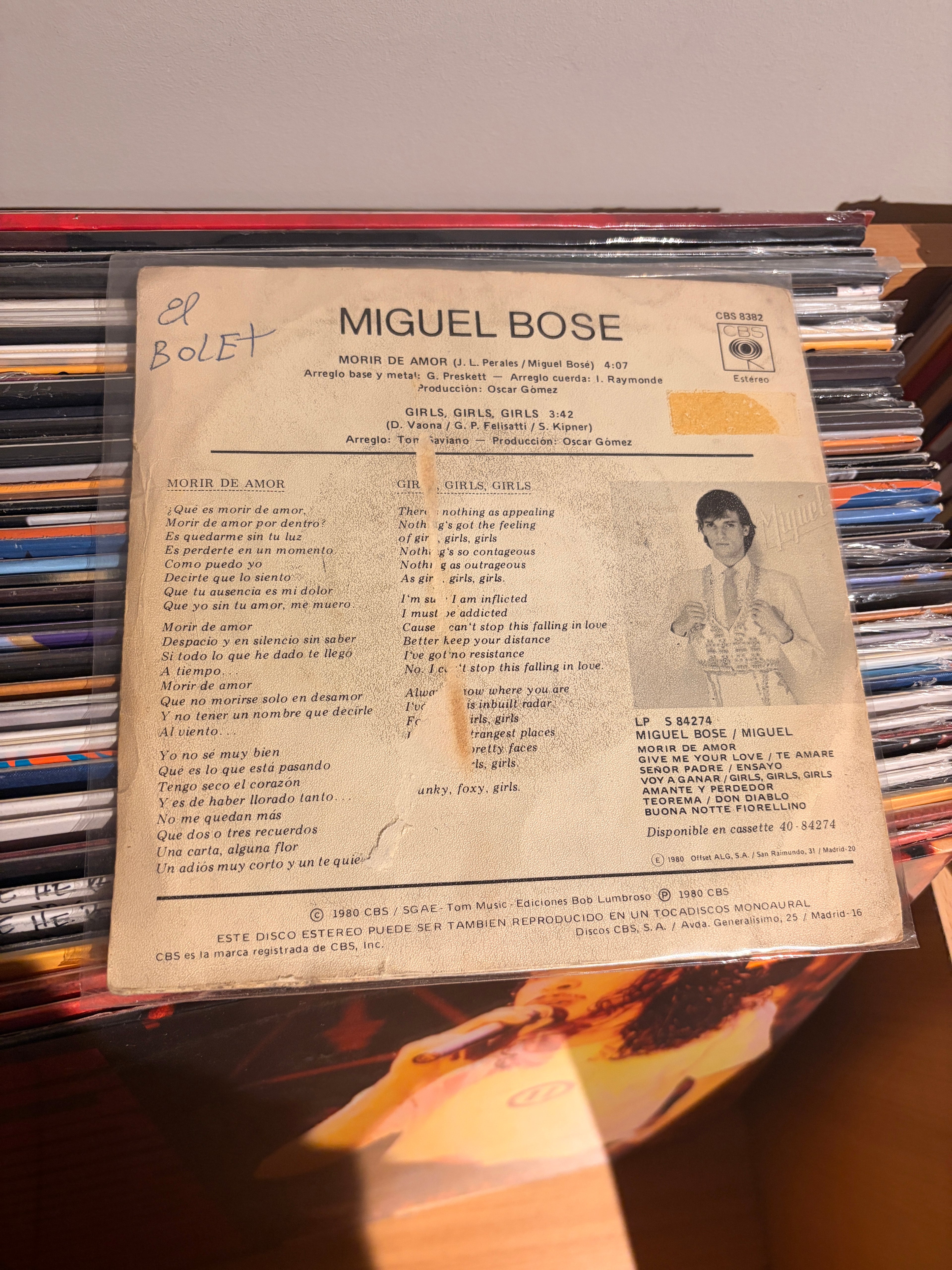MIGUEL BOSE Morir de amor / Girls girls girls