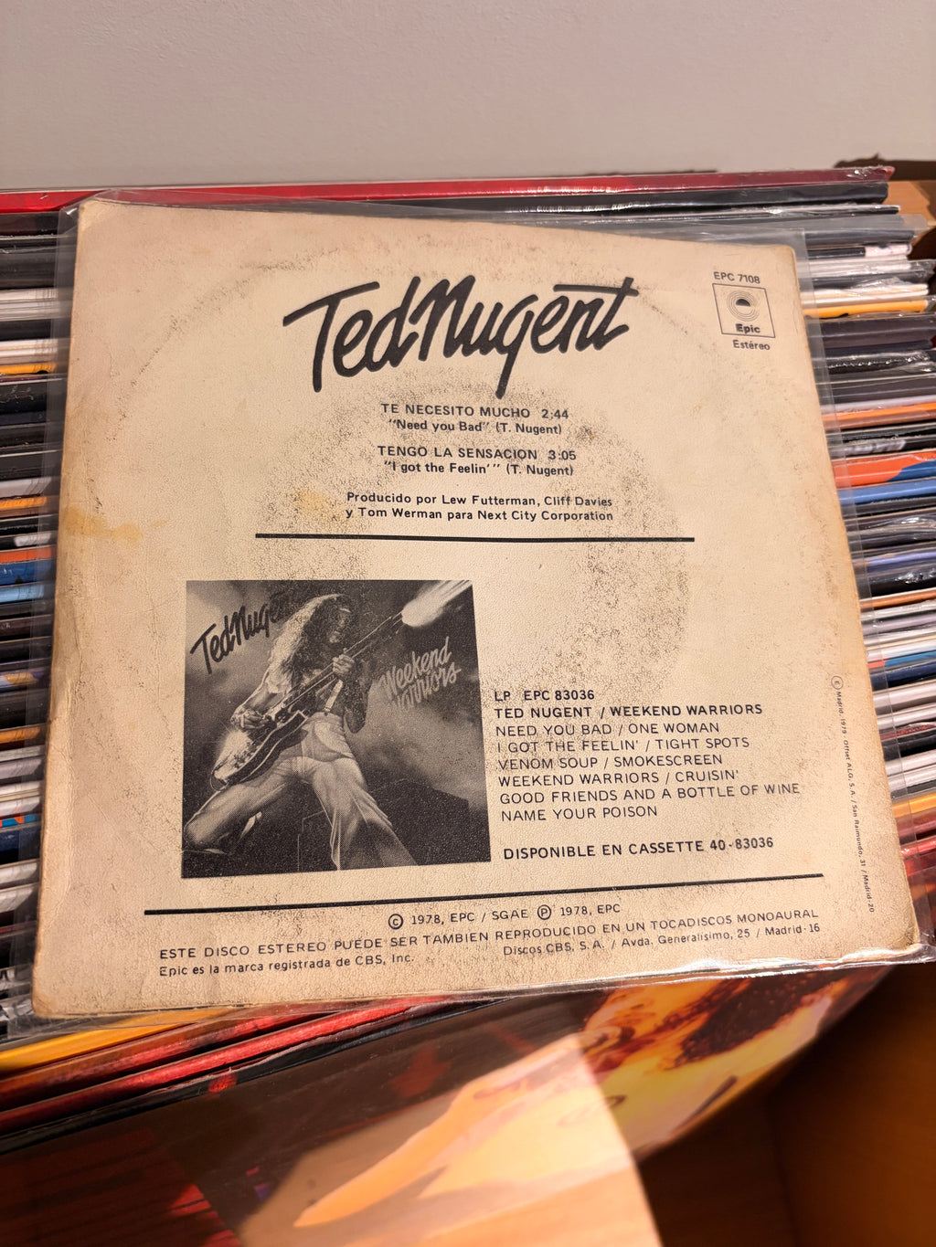 TED NUGENT Te necesito mucho / Tengo la sensacion